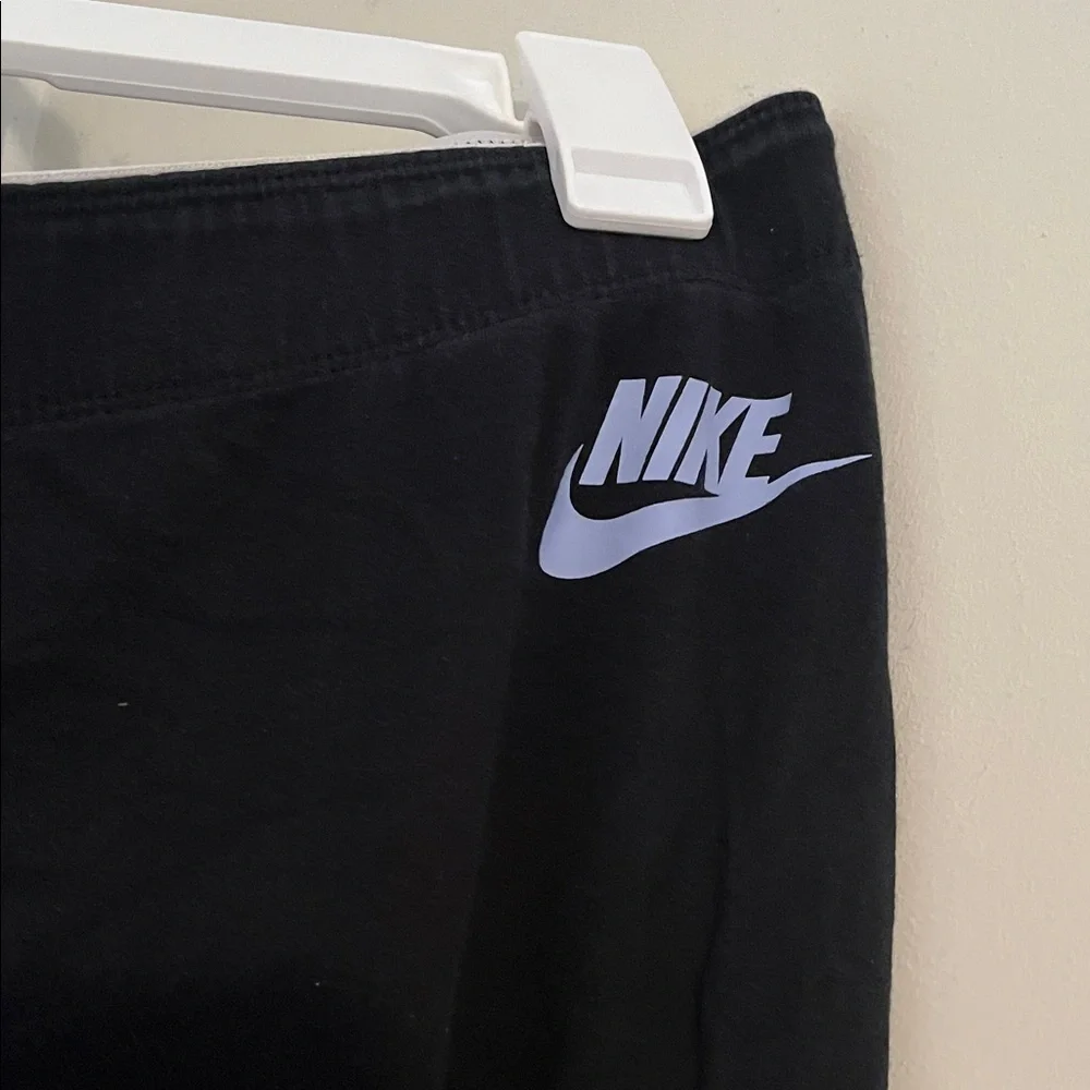 Nike Black Leggings with White and Blue Logo - Size L - Picture 2 of 6